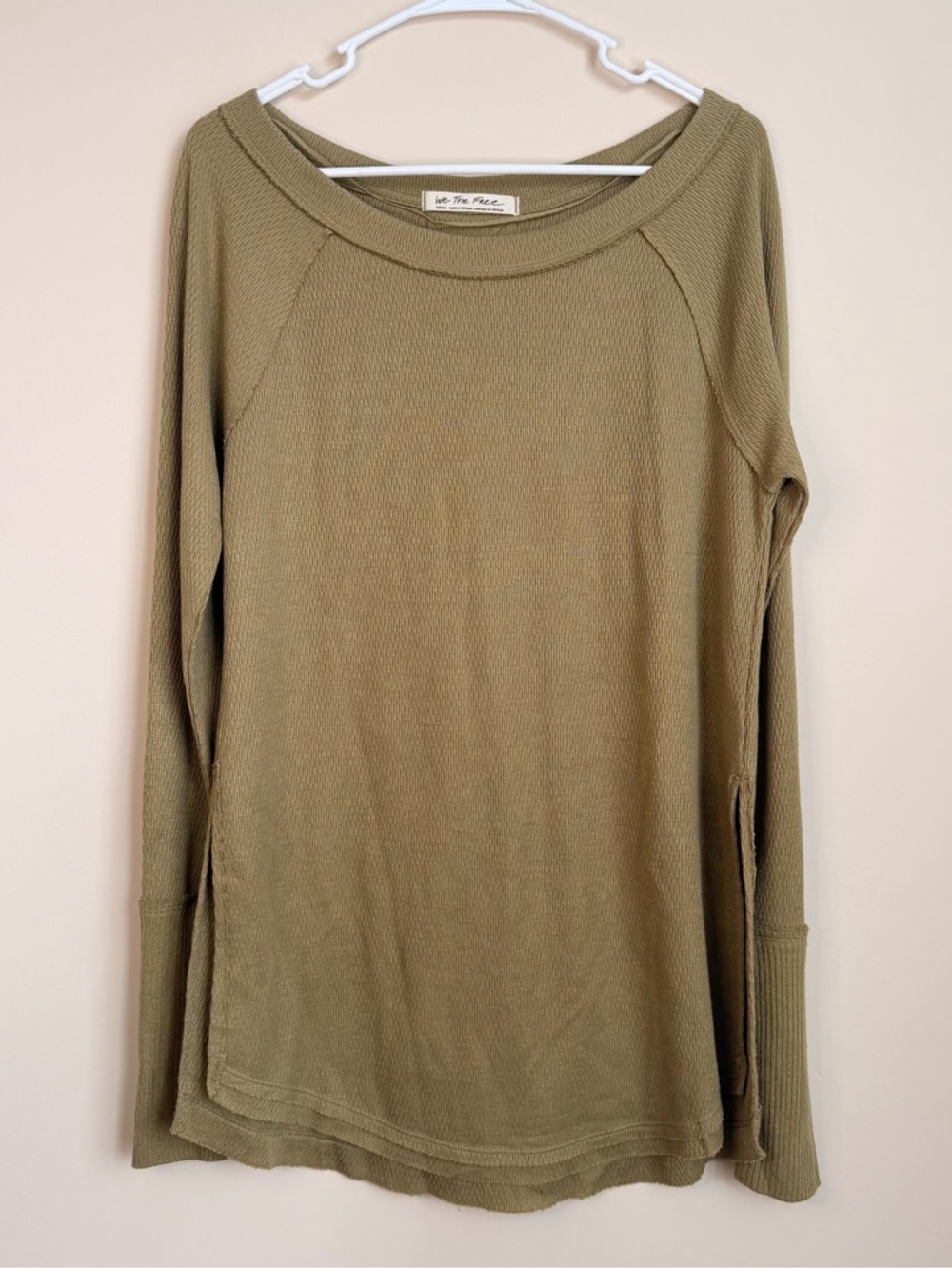 We The Free Olive Ribbed Long Sleeve Top